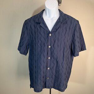 Madewell Men's dark blue w/ black Boxy Fit s/s shirt Small S EUC
